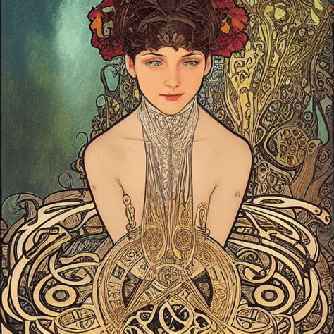 Pintura Digital Da Terra De Alphonse Mucha E Gustav Klimt Creative