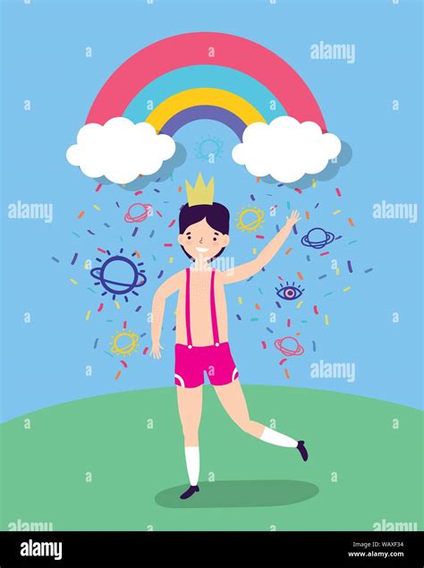 Gay Man Celebrating Rainbow Lgbtq Design Vector Illustration Stock Vector Image Art Alamy