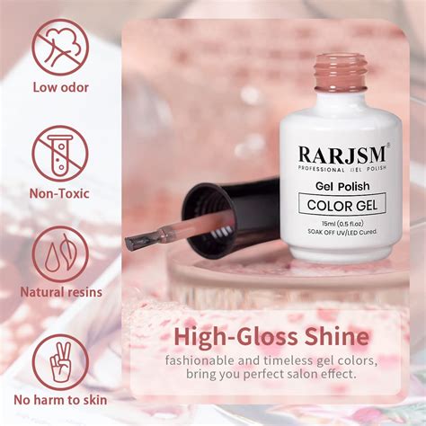 RARJSM Esmalte de uñas en gel color morado rosáceo cremoso malva nude 15 ml requiere secar
