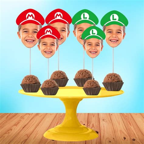 Toppers Mario Bros Sua Foto Para Docinhos Produtos Elo7