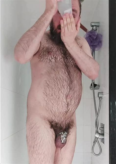 Hairy Chastity Bear Showers And Fingers His Hole Gay Xhamster
