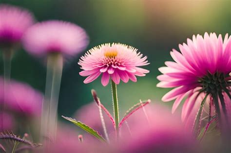 Premium Ai Image Pink Flowers In The Garden