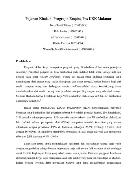 Pajanan Kimia Di Pengrajin Emping Pos Ukk Makmur Pdf