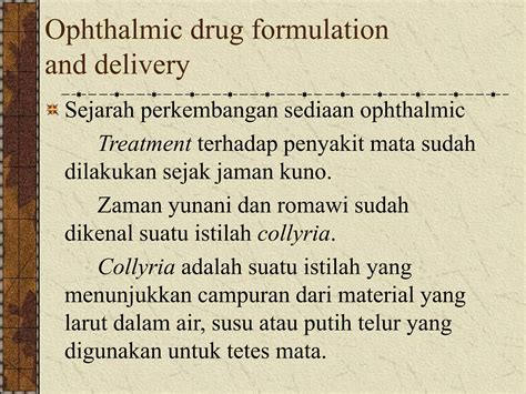 Ophthalmic Drug Formulation And Delivery 1 Ppt