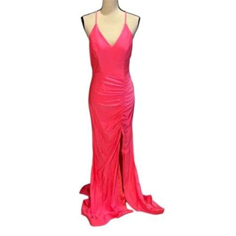 JVN By Jovani Dresses Jvn By Jovani Hot Pink Satin Ruched Cross