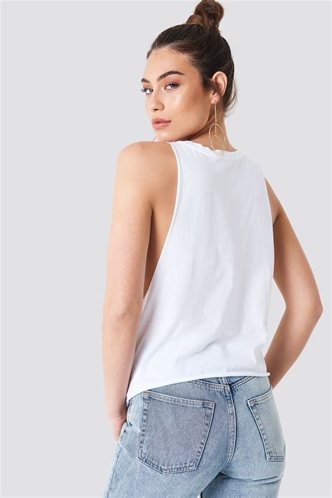 Deep Side Tank Top White Na