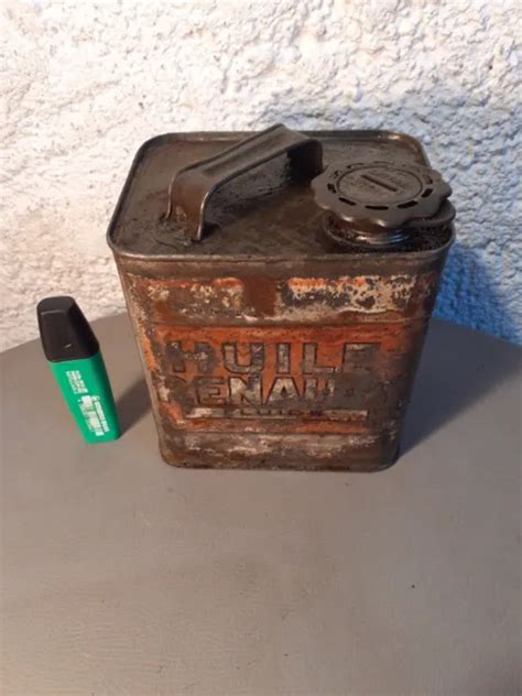 Ancien Bidon D Huile Fluide Renault L Litres Aviation Scell Esso Elf