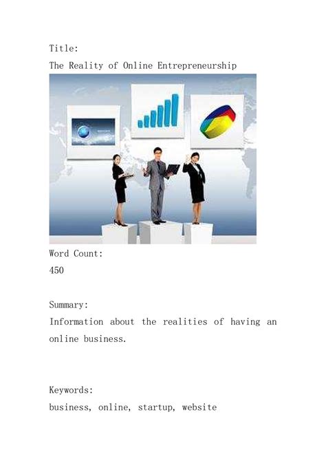 The Reality of Online Entrepreneurship - carine - Page 1 | Flip PDF