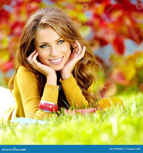 Beautiful Girl With Book Stock Image Image Of Brunette