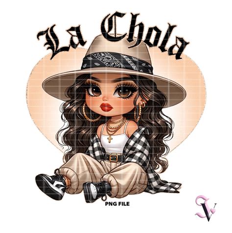 La Chola Chicana Chola Chibi Style Old School Chola Latina Shirt PNG For DTF Iron On Print