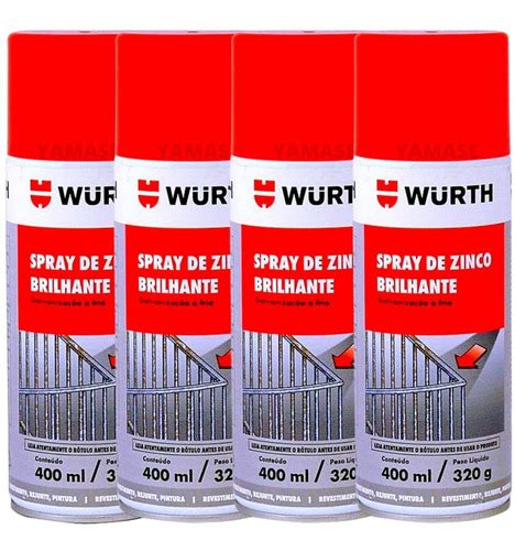 4 Spray Zinco Brilhante Anti Corrosão Portão Wurth Lyw Lojayamase