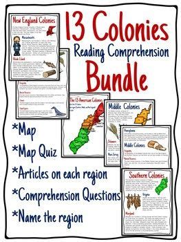 America S Thirteen Colonies Reading Comprehension Bundle Colonial