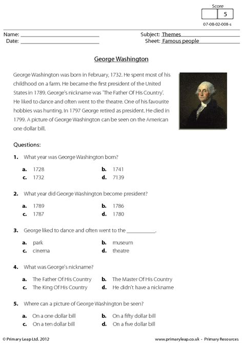 George Washington Reading Comprehension