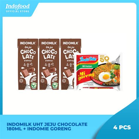 Jual 3 Pcs Indomilk Uht Jeju Chocolate 180ml Indomie Goreng Kota