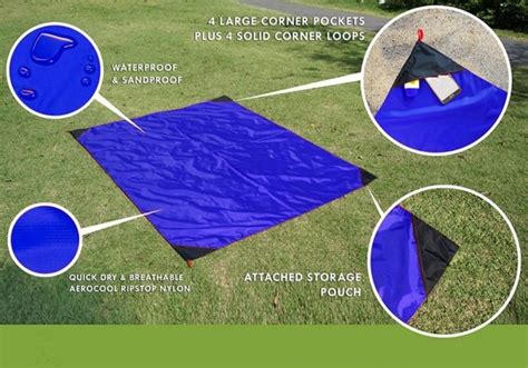 Коврик для пляжа и пикника с карманами Beach Mat 2 местный 140x200 см ...