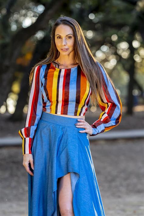 A Lovely Brunette Model Poses Nude At The Coast With An American Flag Stock Image Image Of
