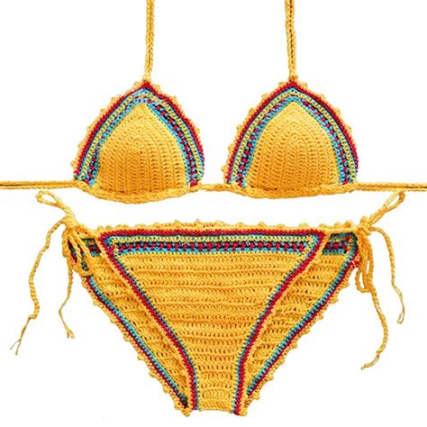 Women Sexy Swimsuit Crochet Knitting Bikini Set Girl Bikini Swimwear