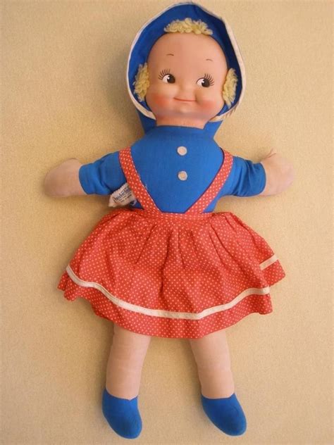 Vintage Cloth Knickerbocker Doll With Plastic Face Hong Kong 1950 S