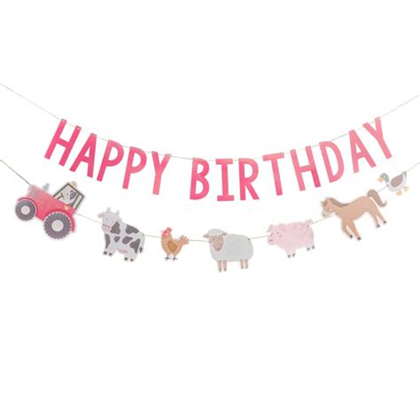 Guirlande Happy Birthday Animaux De La Ferme Fiesta Republic