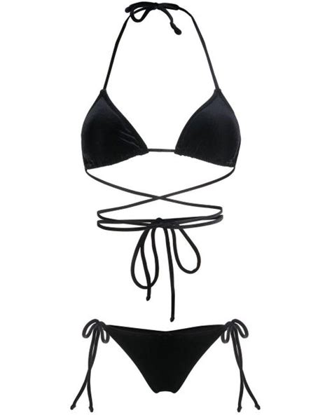 Reina Olga Miami Velvet Effect Bikini Set In Black Lyst Canada