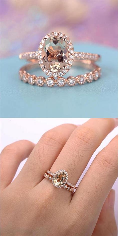 Vintage Inspired Rose Gold Wedding Ring Set Wedding Rings Sets Gold