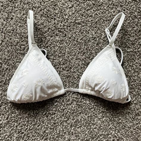 Aerie White Triangle Bikini Top Only Worn One Time Depop