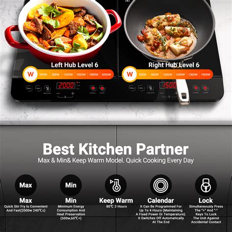 Sunmaki Portable Double Induction Cooktop 1800w Induction Cooker Sensor