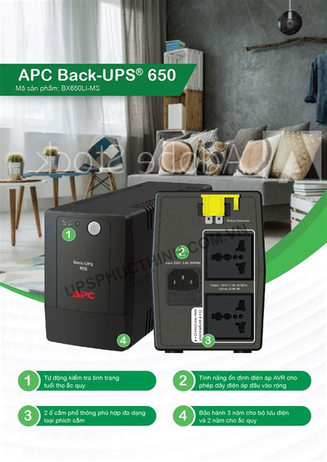 Bộ lưu điện APC BACK-UPS 650VA (BX650LI-MS) | UPSPHUCTHINH