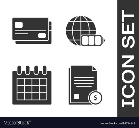Set Finance Document Credit Card Calendar Vector Image