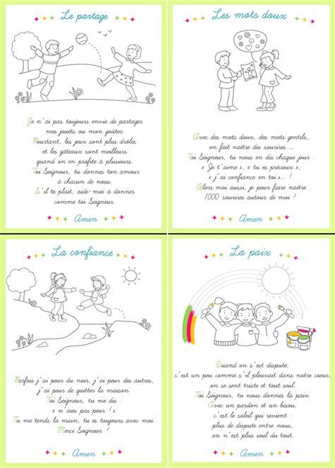 Cartes Prières Pour Les Enfants à Colorier Disponibles Dans Le