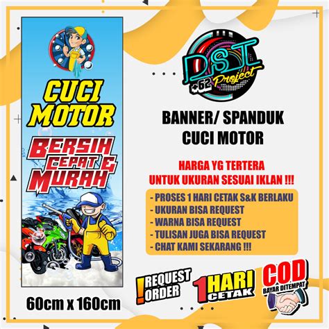 Jual Banner Spanduk Steam Motor Cuci Motor 60 X 160 Shopee Indonesia