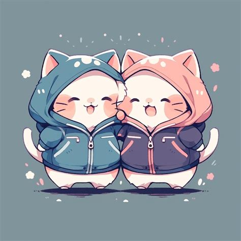 Premium Ai Image Cute Twin Cat With Jacket