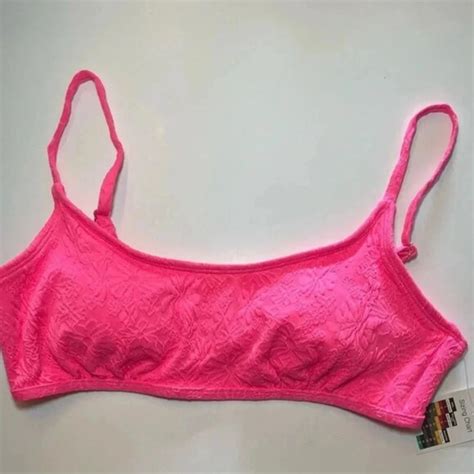 No Boundaries Swim No Boundaries Pink Bikini Top With Flower Pattern L Padded New Poshmark