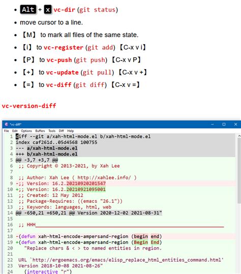 Xah Lee On Twitter Emacs Vc Commands For Replacing Magit