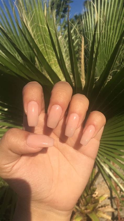 Pink Nude Ombr To Clear On Acrylic Coffin Shaped Nails Coffin Shape Nails Nails Neutral Nails