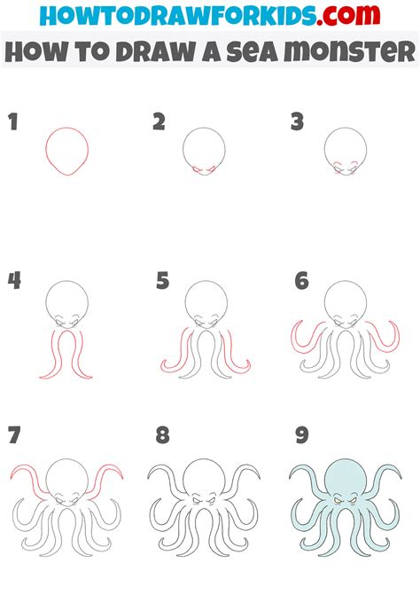 How To Draw A Sea Monster Easy Drawing Tutorial For Kids