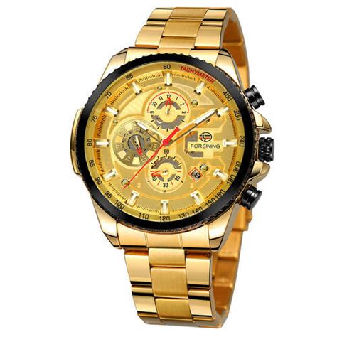 Купить Мужские часы, механика с автоподзаводом Forsining 6909 Gold ...