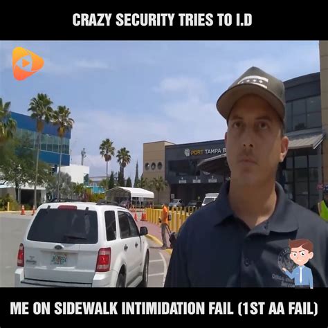 CRAZY SECURITY TRIES to I.D. Me on SIDEWALK INTIMIDATION FAIL (FIRST