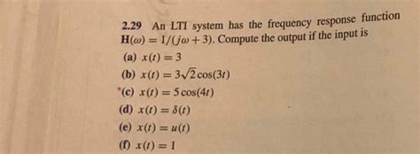 Solved An Lti System Has The Frequency Response Chegg