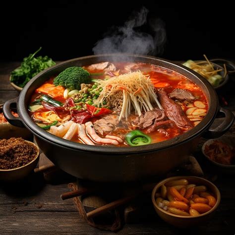 Premium Photo 3D Rendered A Steaming Bowl Of Spicy Korean Hot Pot