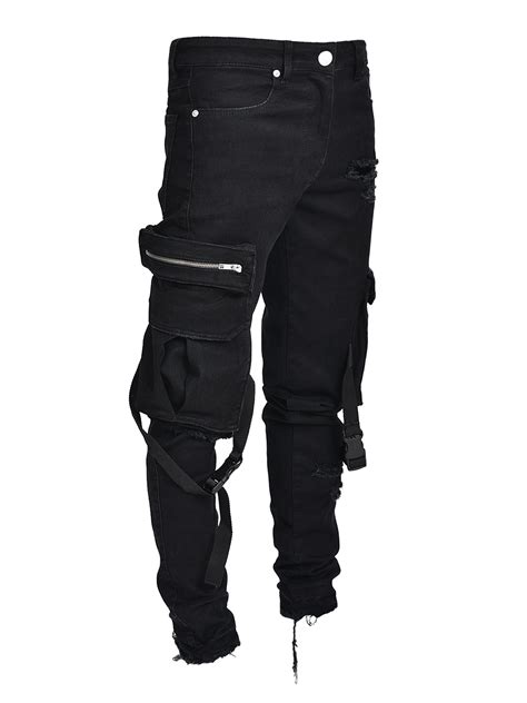 Cargo Denim Straps Black Lakenzie Denim Cargo Pants Black Cargo