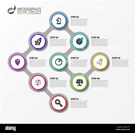 Plantilla De Diseño Infográfico Concepto De Línea De Tiempo Con 9 Pasos Se Puede Utilizar Para