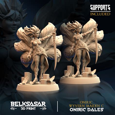 D File Oniric Wyvern Maiden Nude And Normal Set X D Printing Idea
