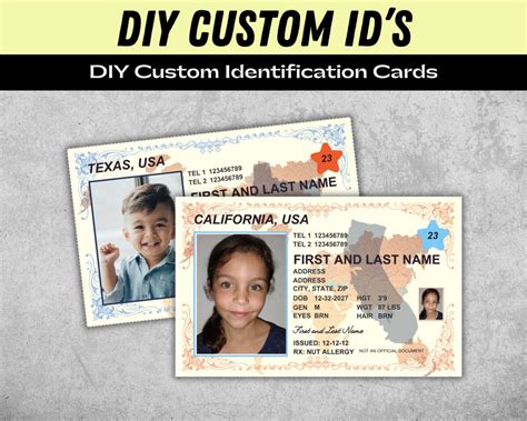 Child ID Card, Kid Id Card TEMPLATE for Child Safety, Custom DIY on ...