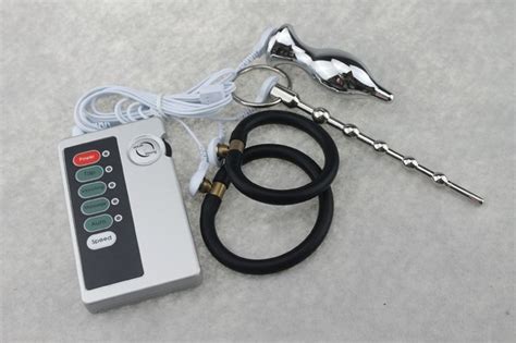 Electro Electric Shock Device Sex Anus Toy Anal Plug Wit Penis Ring Massager Sounding Stretcher
