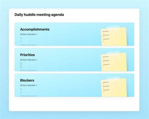 Daily huddle meeting agenda | Free Craft Template