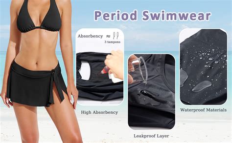Amazon Beautikini Period Swimwear Menstrual Leakproof Bikini Bottoms Side Tie Skirted Low