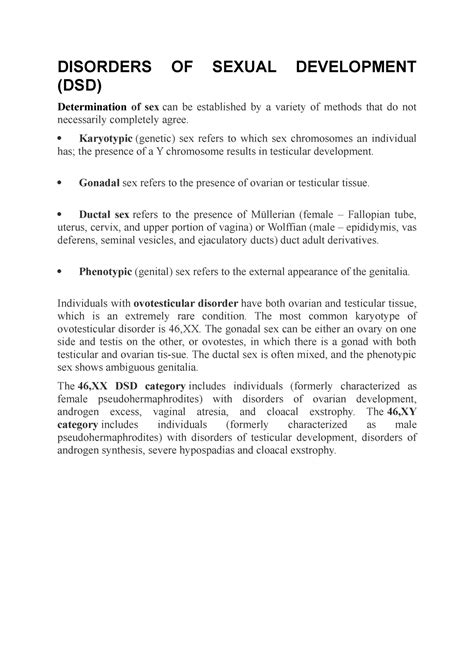 Disorders Of Sexual Development Disorders Of Sexual Development Dsd Determination Of Sex Can