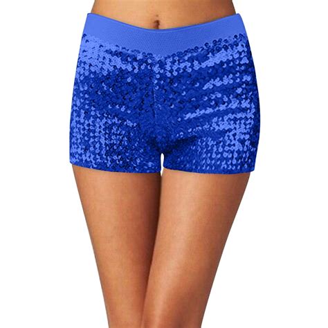 Wayute Women Shorts Sequins Shorts Disco Hot Pants Shiny Glitter Jazz Mini Short Stretch Dance