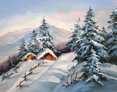 Iarna Montana Tablouri De Suflet Si Vis Winter Landscape Painting